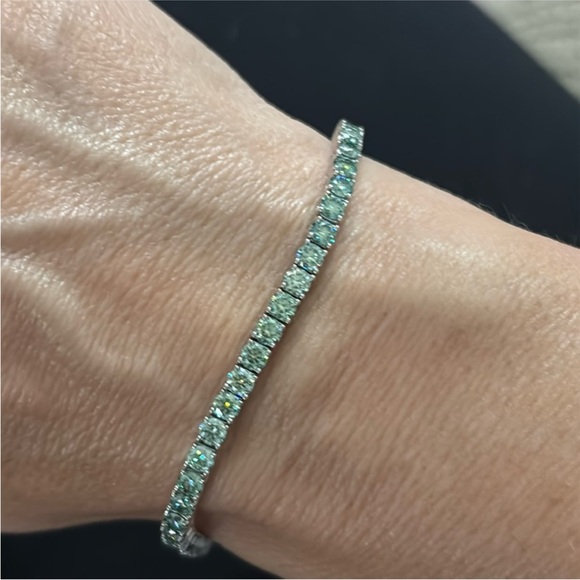 S925 5.4 Carat Blue Green 3mm Moissanite Diamond Tennis Bracelet